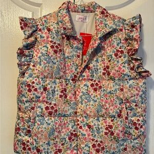 Jess Lea Floral Ruffle Vest with Pink and Blue